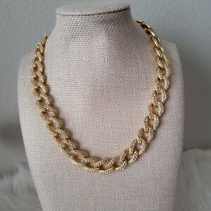 J. Crew Elegant Gold Chain Necklace With Crystals